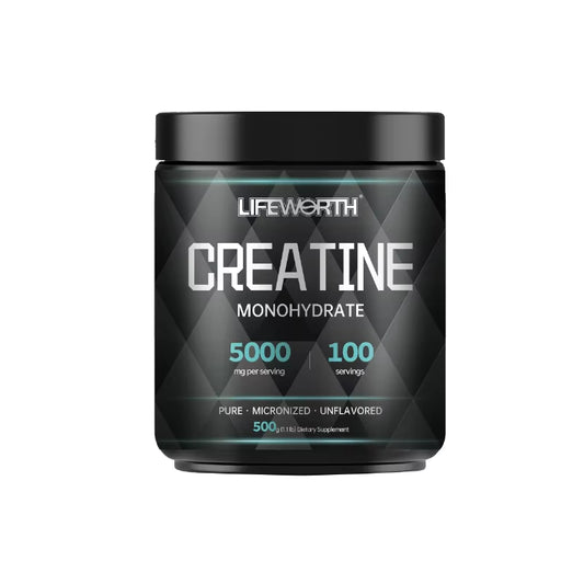 LIFEWORTH Pre Workout Supplements Nutrition Micronized Creatine Monohydrate Powder Supports Muscle Strength Keto, Gluten Free